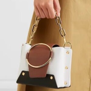 Yuzefi Chic Two-Tone Brown and Cream Chain-Handle Women's Bag